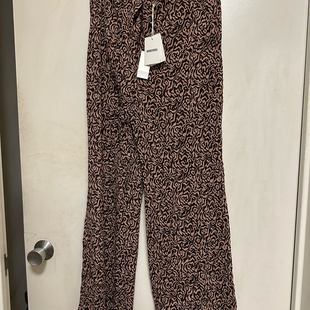 Brand new Nanushka brown pattern flair pants